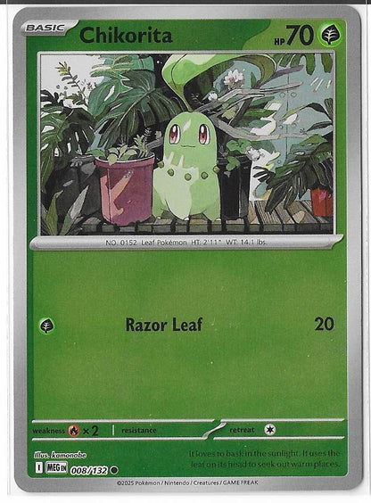 Pokémon Mega Evolution - Chikorita 008/132 RevHolo NM