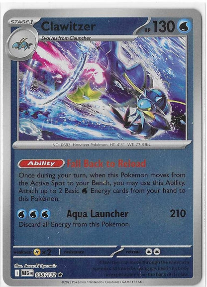 Pokémon Mega Evolution - Clawitzer 038/132 RevHolo NM