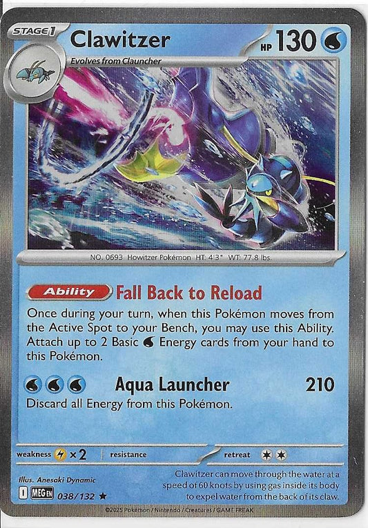 Pokémon Mega Evolution - Clawitzer 038/132 Holo NM